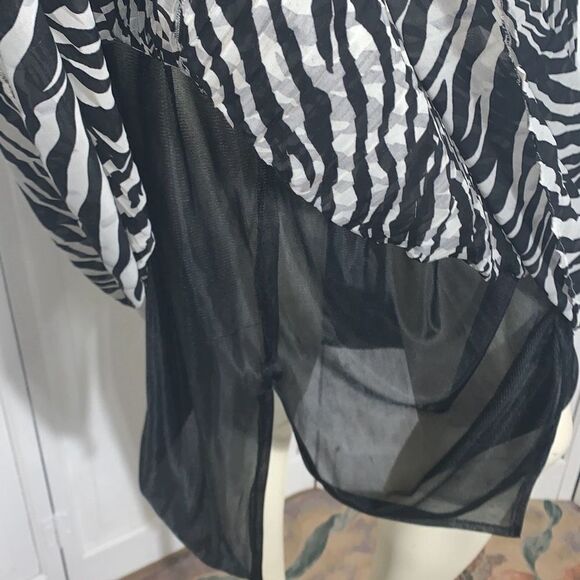 Vintage Zebra Sheer Chiffon Crinkle Pleated Layered Midi Skirt - Picture 5 of 14